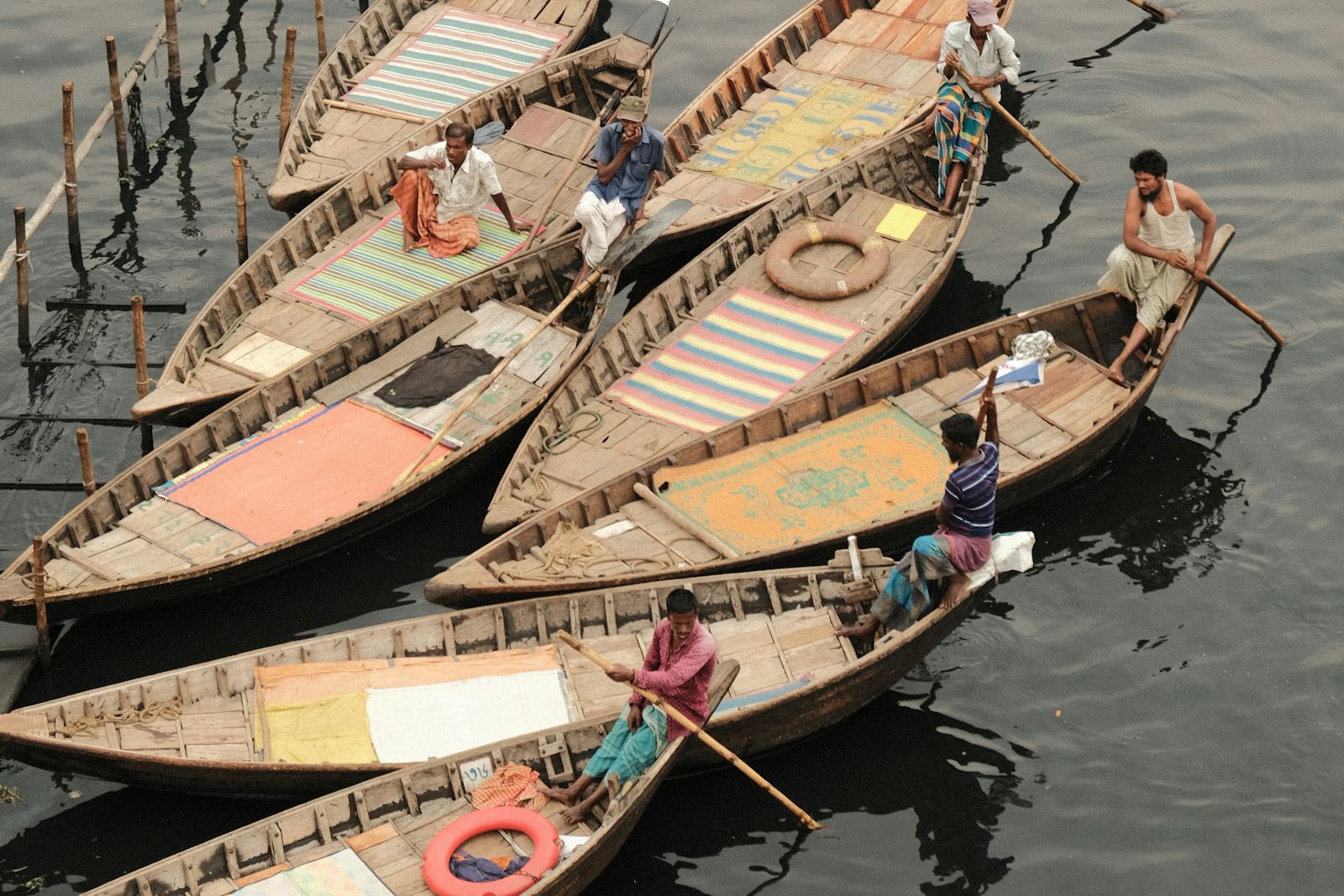 Traditional river boats in Dhaka, Bangladesh