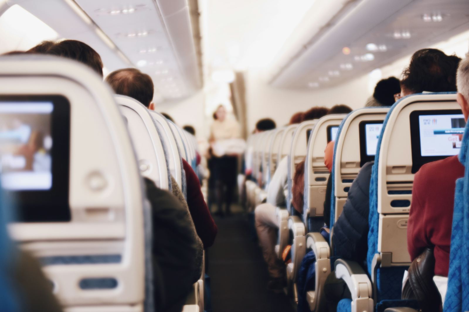 Economy cabin aisle on a modern aircraft