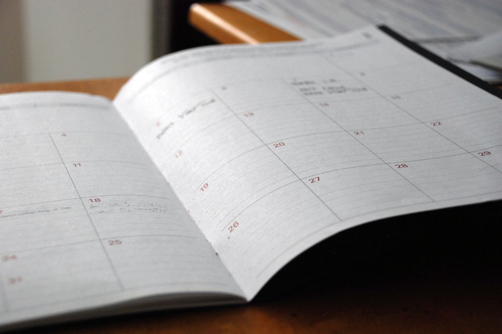 An open monthly planner for choosing flexible travel dates