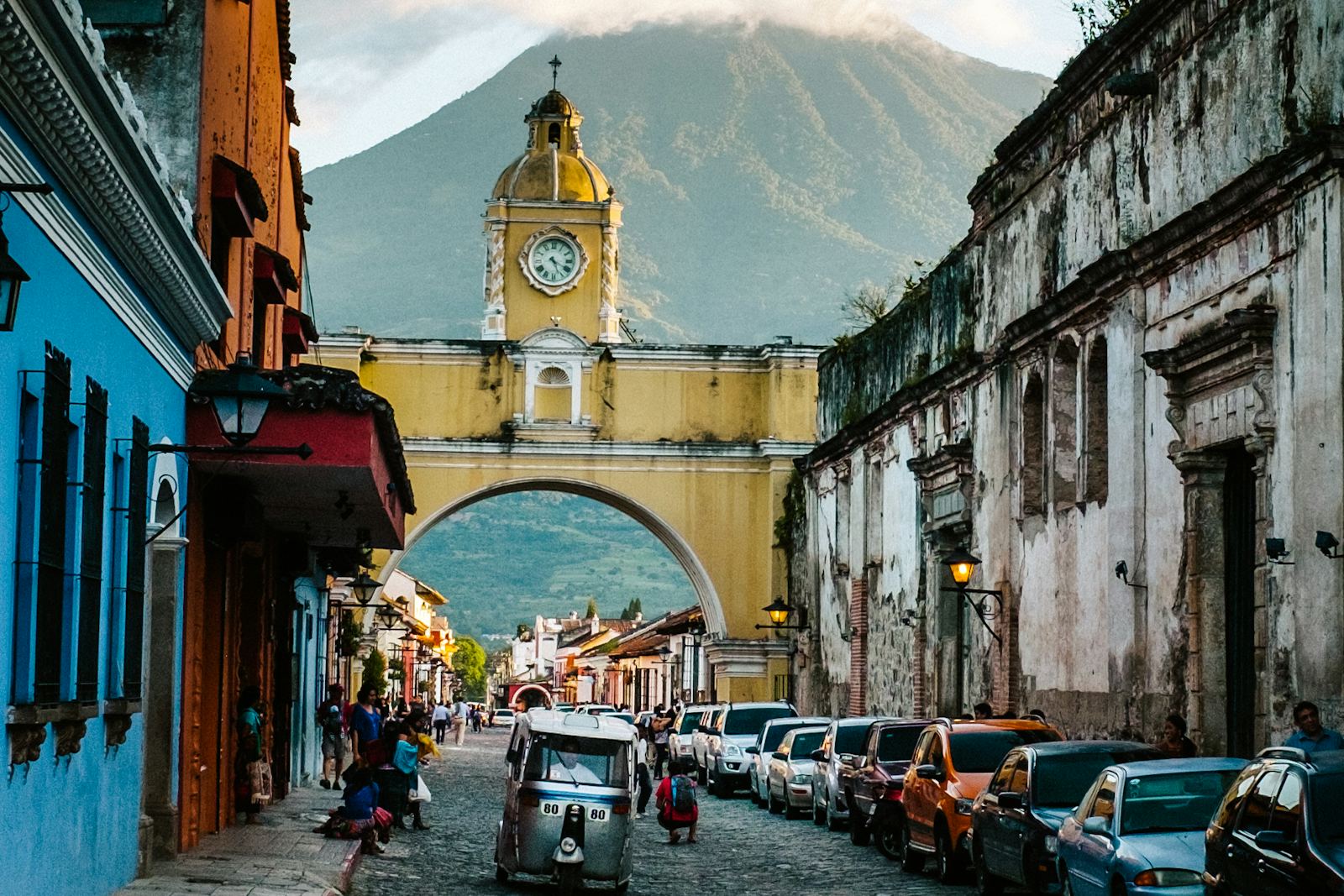 The Santa Catalina Arch and Volcan de Agua in Antigua, Guatemala