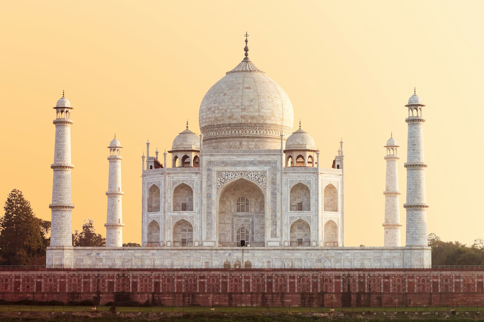 The Taj Mahal at golden hour in Agra, India