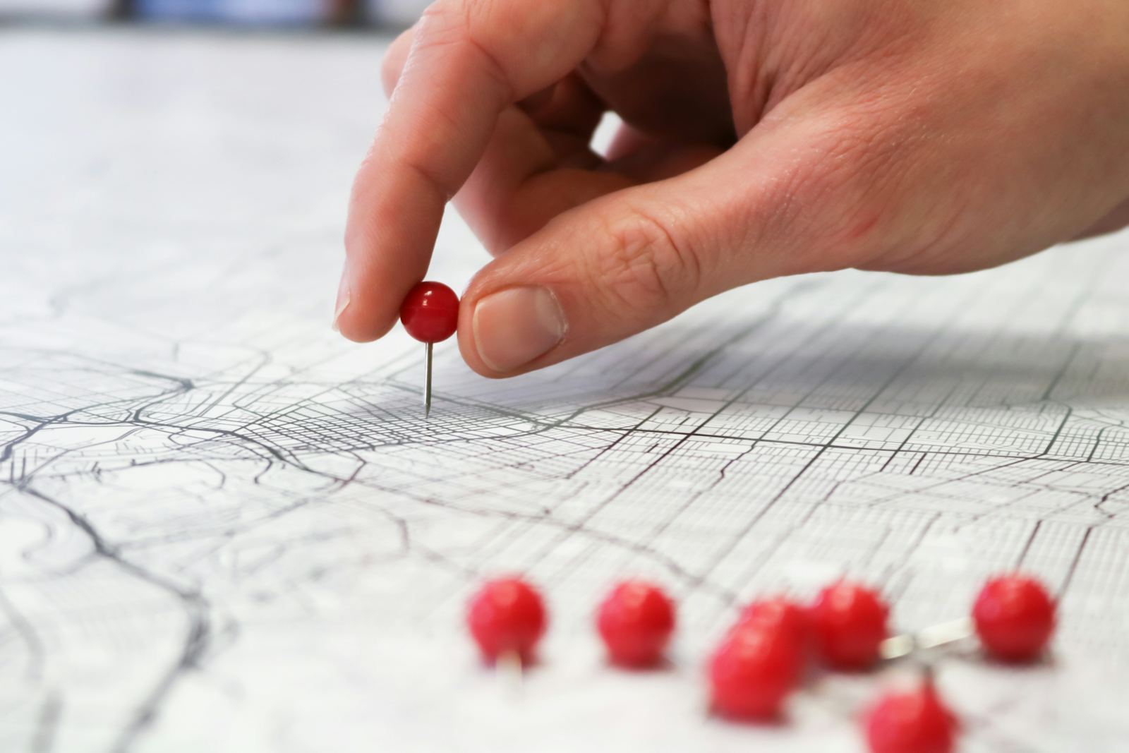 Route pins marking multiple cities on a travel map
