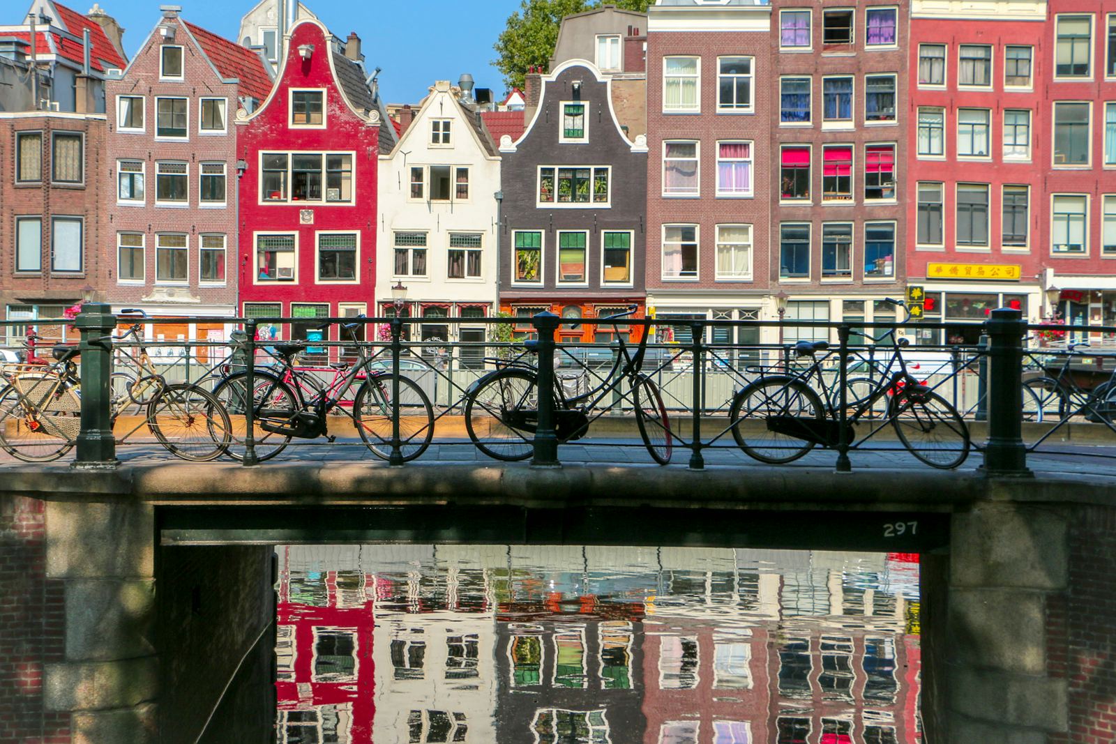 Amsterdam canal houses and bicycles, Netherlands