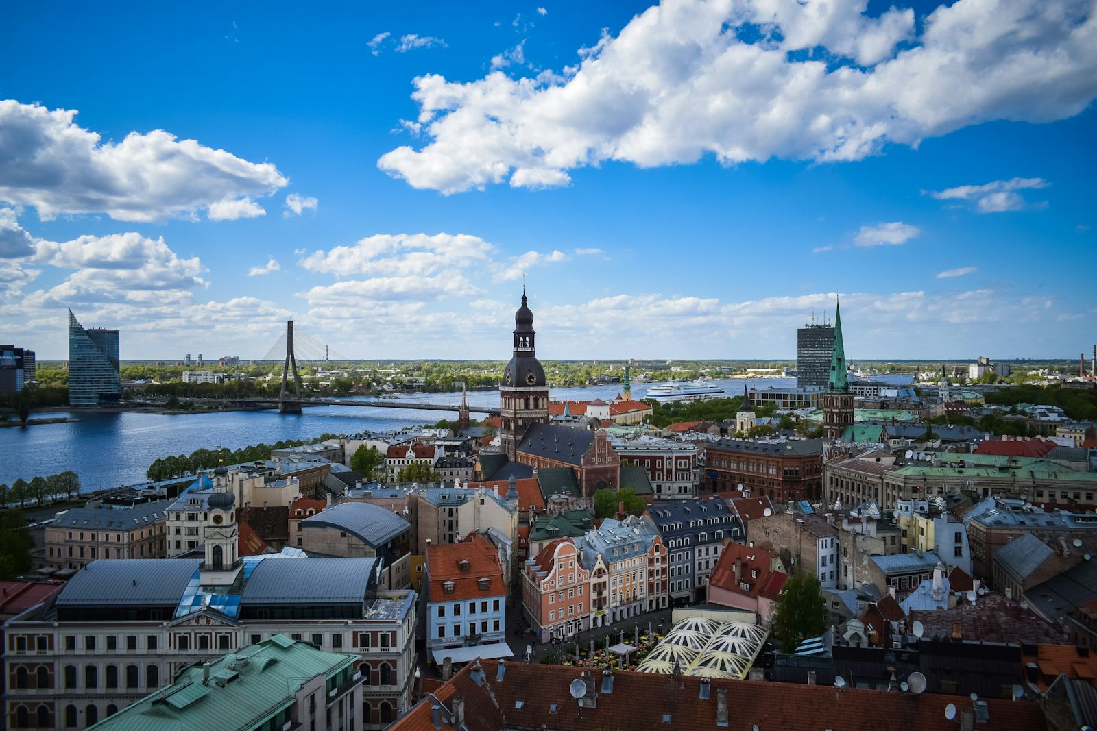 Old Town panorama with Riga Cathedral and the Daugava River, Latvia