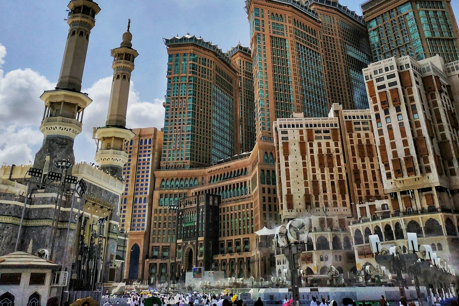 The Grand Mosque and clock tower in Mecca, Saudi Arabia