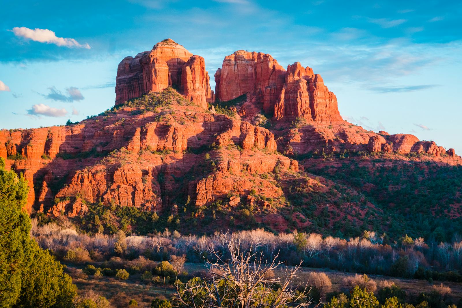 Cathedral Rock's red rocks at golden hour, Sedona, Arizona
