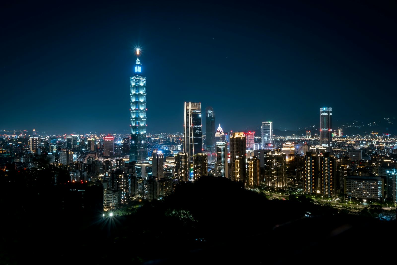 Taipei 101 and the city skyline at night, Taiwan