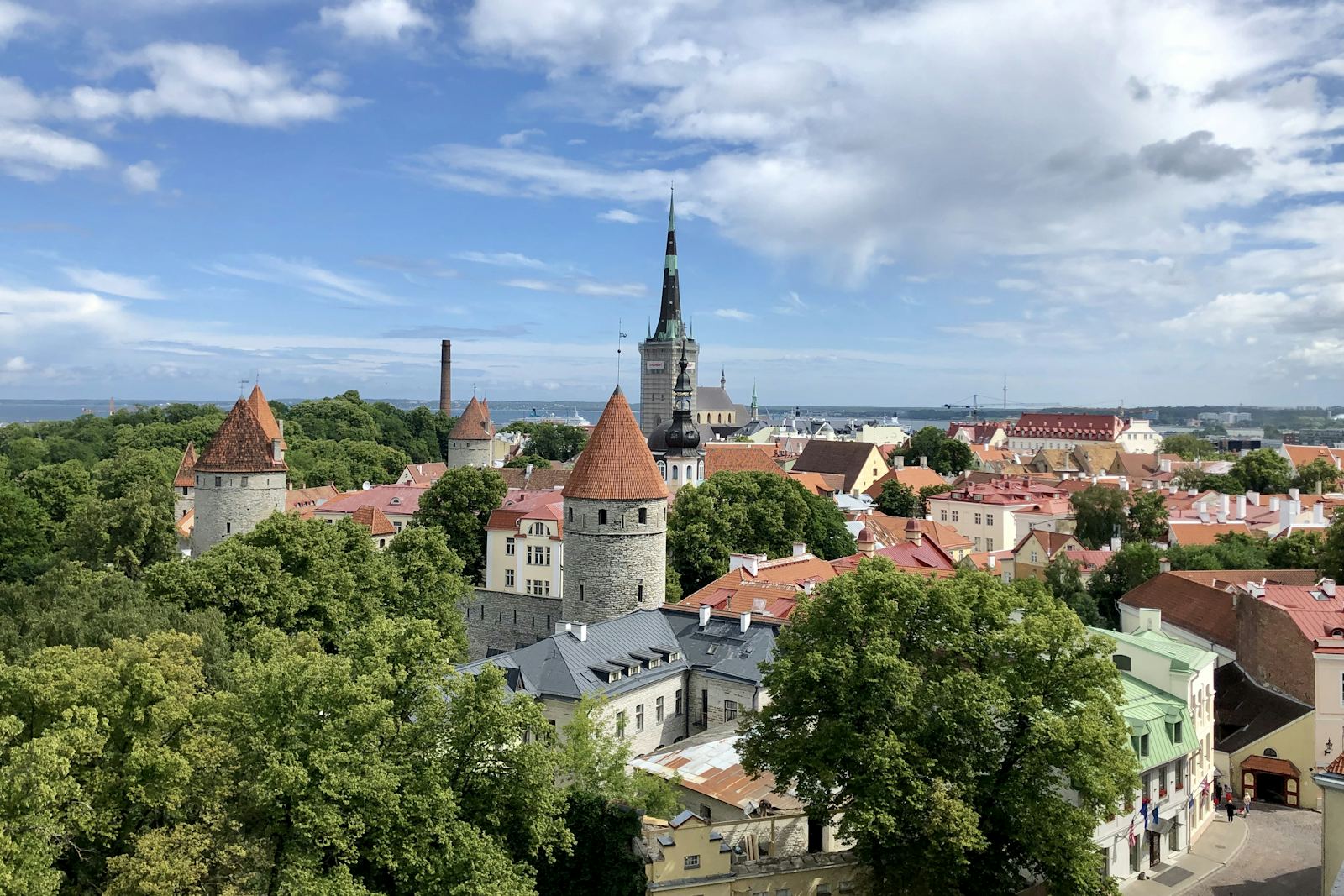 Medieval Old Town towers and red rooftops in Tallinn, Estonia